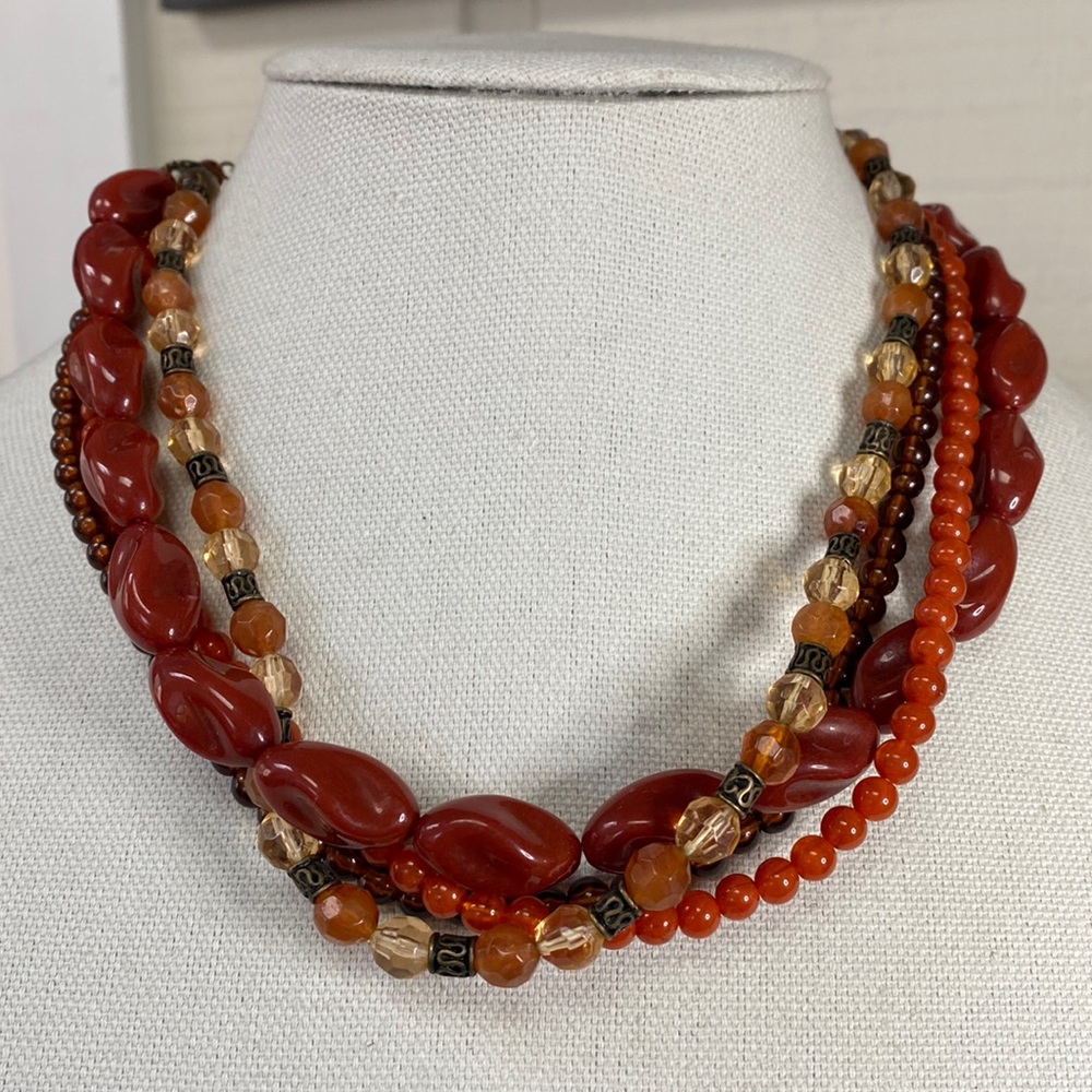 Chic multicolored four strand bead necklace